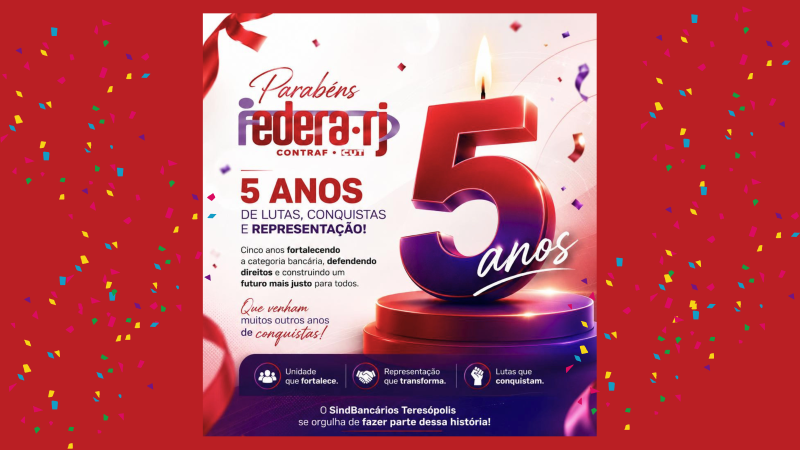 🎉 Parabéns, Federa-RJ, pelos seus 5 anos de história e luta! 🎉 Parabéns, Federa-RJ, pelos seus 5 anos de história e luta!