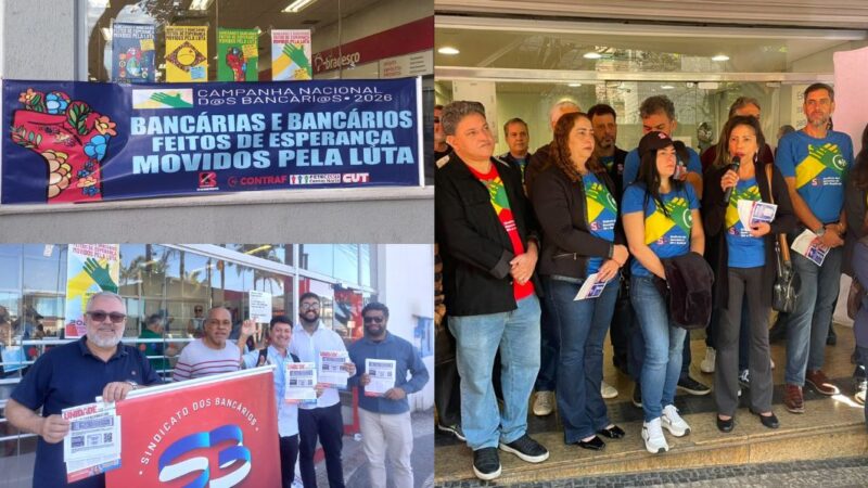 Bancárias e bancários realizam manifestações contra altos índices de adoecimento na categoria Bancárias e bancários realizam manifestações contra altos índices de adoecimento na categoria